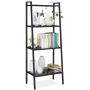 HOMFA Metal 4 Shelf Bookcase, Multifunctional Ladder-Shaped Plant Flower Stand Rack Bookrack Storage Shelves, Black