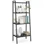 HOMFA Metal 4 Shelf Bookcase, Multifunctional Ladder-Shaped Plant Flower Stand Rack Bookrack Storage Shelves, Black HOMFA Metal 4 Shelf Bookcase, Multifunctional Ladder-Shaped Plant Flower Stand Rack Bookrack Storage Shelves, Black