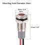 uxcell Signal Indicator Light AC/DC 12V-24V 8mm Red LED Metal Shell