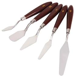 Painting Knife, 5-Piece Spatula Palette Knives with Stainless Steel Blade and Wooden Handle, Mixing Scraper Kit for Artist Oil Painting, Watercolor Oil Acrylic,Crafts, Rock, Face Painting