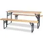 HOMGX 3-Piece Picnic Table, 70’’ Folding Picnic Table with Benches, Outdoor Portable Wooden Picnic Table, Picnic Beer Table Set with Stable Metal Frame, Camping Picnic Table for Garden, Patio HOMGX 3-Piece Picnic Table, 70’’ Folding Picnic Table with Benches, Outdoor Portable Wooden Picnic Table, Picnic Beer Table Set with Stable Metal Frame, Camping Picnic Table for Garden, Patio