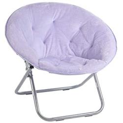 Urban Shop Super Soft Faux Fur Saucer Chair with Folding Metal Frame, Lavender