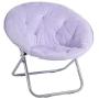 Urban Shop Super Soft Faux Fur Saucer Chair with Folding Metal Frame, Lavender