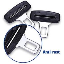 JUSTTOP 2-Pack Car Seat Belt Clip, Car Seat Belt Silencer Metal Tongue, Seat Safety Belt Buckle Auto Metal Seat, Universal for Most Vehicle-Black