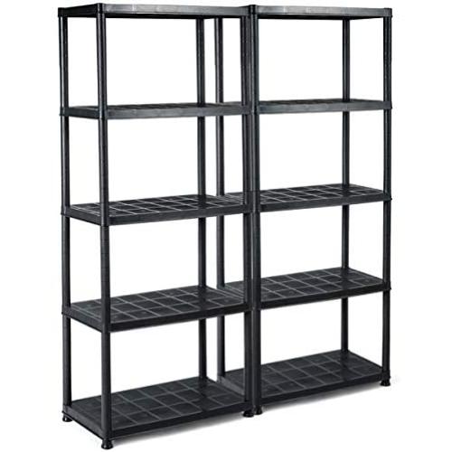 Giantex 2 Pieces 5-Tier Ventilated Shelving Storage Rack, Free Standing Multi-Use Shelf Unit, No Tools Required, 28“L X 15”W X 67“H