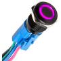 ESUPPORT 22mm 12V 5A Car Purple LED Light Angel Eye Metal Push Button Switch ON OFF Socket Plug Latching Black Shell