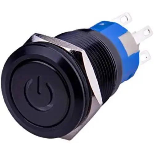 Ulincos Latching Push Button Switch U19C1 1NO1NC SPDT ON/OFF Black Metal Shell with Green LED Suitable for 19mm 3/4'' Mounting Hole (Green) Ulincos Latching Push Button Switch U19C1 1NO1NC SPDT ON/OFF Black Metal Shell with Green LED Suitable for 19mm 3/4'' Mounting Hole (Green)