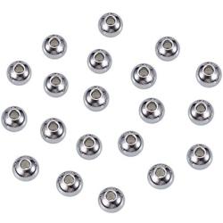 NBEADS 100 Pcs 8mm Metal Spacer Beads, 304 Stainless Steel Round Beads Smooth Rondelle Loose Beads for DIY Jewelry Making Findings