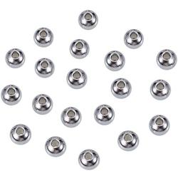 NBEADS 100 Pcs 8mm Metal Spacer Beads, 304 Stainless Steel Round Beads Smooth Rondelle Loose Beads for DIY Jewelry Making Findings