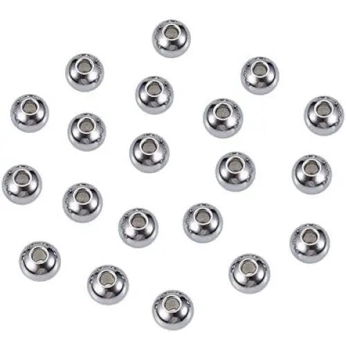 NBEADS 100 Pcs 8mm Metal Spacer Beads, 304 Stainless Steel Round Beads Smooth Rondelle Loose Beads for DIY Jewelry Making Findings NBEADS 100 Pcs 8mm Metal Spacer Beads, 304 Stainless Steel Round Beads Smooth Rondelle Loose Beads for DIY Jewelry Making Findings