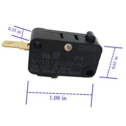 LONYE V-15-2C26-K Switch Snap Action Micro Switch Replacement for OMRON Switch Shurflo 2088 Series Pump 15A 125/250VAC (Normally Closed) (Pack of 2)