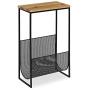 Kate and Laurel Galen Accent Side Table and Magazine Rack with Natural Wood Top and Black Metal Base