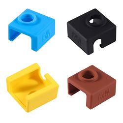 3D Printer Heater Block Silicone Cover, Aokin MK7 MK8 MK9 Silicone Sock for MK7/8/9 3D Printer Hotend Extruder, Creality CR-10, S4, S5, Ender 3, Anet A8, 4 Pcs