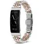 Shangpule Compatible for Fitbit Inspire HR / Inspire 2 / Inspire Bands , Stainless Steel Metal Replacement Wrist Band for Fitbit Inspire Women Man Large Small (Silver + Rose Gold)