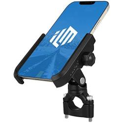 ILM Upgraded Bike Motorcycle Phone Mount Aluminum Bicycle Cell Phone Holder Accessories Fits iPhone X Xs 7 7 Plus 8 8 Plus iPhone 6s 6s Plus Galaxy S7 S6 S5 Holds Phones up to 3.7'' Wide (Black)