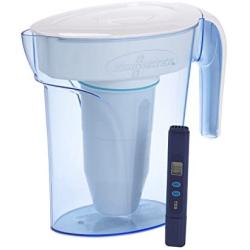 ZeroWater ZP-006-4, 6 Cup Water Filter Pitcher with Water Quality Meter,White and Blue