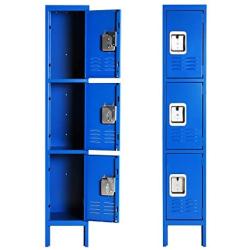 Metal Locker for School Office Gym INTERGREAT Metal Storage Locker Cabinet for Employees Students Steel Locker Triple Tier with 3 Door Blue