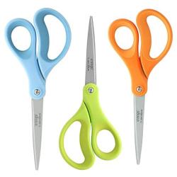 LIVINGO Scissors, 8'' Scissors All Purpose 3-Pack, Titanium Ultra Sharp Scissors for Office Home School Sewing Fabric Craft Supplies, Professional Stainless Steel Blades Shears, Comfort Soft Grip