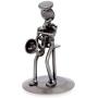 UKN Handmade Auto Part Rustic Saxophonist Sculpture (Mexico) Silver Metal