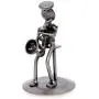 UKN Handmade Auto Part Rustic Saxophonist Sculpture (Mexico) Silver Metal UKN Handmade Auto Part Rustic Saxophonist Sculpture (Mexico) Silver Metal
