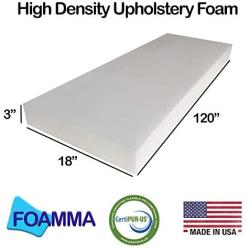 FOAMMA 3'' x 18'' x 120'' Upholstery Foam High Density Foam (Chair Cushion Square Foam for Dinning Chairs, Wheelchair Seat Cushion Replacement) (3'' x 18'' x 120'')