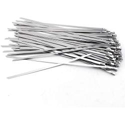 Lucky Monet 100Pcs 11.8” 304 Stainless Steel Grade Metal Self Locking Cable Ties Zip Wraps