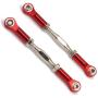 2pcs Machined Metal Front Rear Servo Link Steering Linkage Rod Turnbuckles for 1/10 Traxxas Slash 4x4 5807 Stampede RC Car Upgraded Parts (Red)