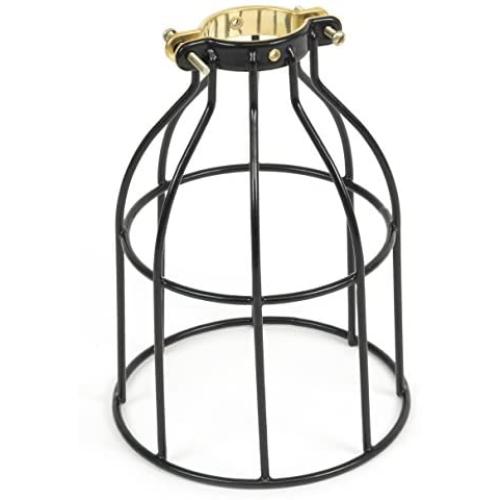 Rustic State Industrial Vintage Style | DIY Farmhouse Metal Wire Cage for Hanging Pendant Lighting | Light Fixture Lamp Guard | Rare Curved Design Black