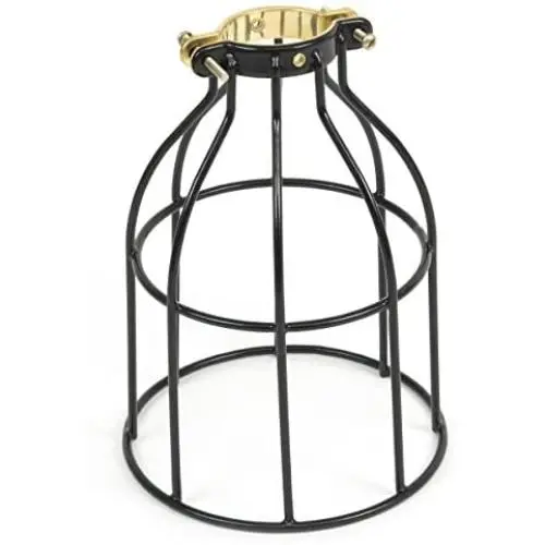 Rustic State Industrial Vintage Style | DIY Farmhouse Metal Wire Cage for Hanging Pendant Lighting | Light Fixture Lamp Guard | Rare Curved Design Black Rustic State Industrial Vintage Style | DIY Farmhouse Metal Wire Cage for Hanging Pendant Lighting | Light Fixture Lamp Guard | Rare Curved Design Black