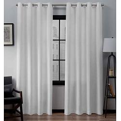 Exclusive Home Curtains Loha Linen Grommet Top Curtain Panel Pair, 52x84, Winter White