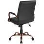 Flash Furniture Mid-Back Black LeatherSoft Executive Swivel Office Chair with Rose Gold Frame and Arms
