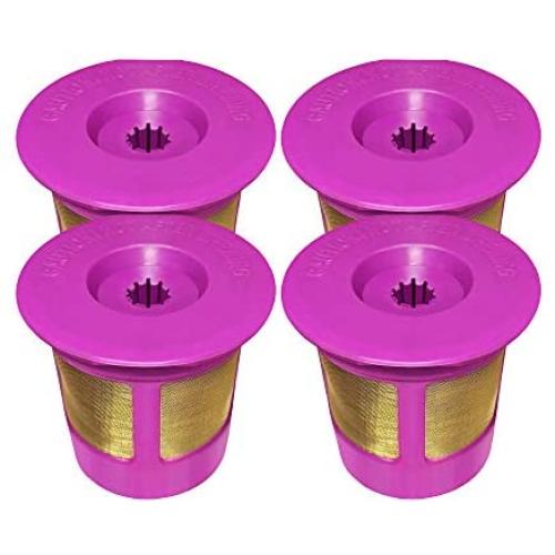 Reusable K-Cup 4 Pack Gold Plated Mesh Coffee Filters For Kurig Plus 2.0 & Classic 1.0 Brewers