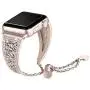 Secbolt Bling Metal Bands Compatible with Apple Watch Band 38mm 40mm iwatch SE Series 6/5/4/3/2/1, Dressy Jewelry Diamond Cuff Bracelet Bangle Wristband Women, Champagne Gold