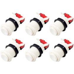 EG STARTS 6X American Style Standard Arcade Buttons Switchable Happ Type 30mm Push Button 3/16'' Terminal for Jamma Mame Kit Parts (White)