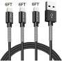 iPhone Charger Cable SHARLLEN Spring iPhone Lightning Cable 6FT 3Pack Long iPhone Data Cable Wire USB Fast iPhone Charging Cord Compatible iPhone XS/MAX/XR/X/8/7/6/5/iPad/iPod(Black)