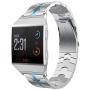 RABUZI Band Compatible for Fitbit Ionic Band,Enamel Process Stainless Steel Metal Accessory Metal Watch Strap Compatible Fitbit Ionic Smartwatch,Silver+Blue Enamel process