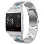 RABUZI Band Compatible for Fitbit Ionic Band,Enamel Process Stainless Steel Metal Accessory Metal Watch Strap Compatible Fitbit Ionic Smartwatch,Silver+Blue Enamel process