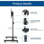 Rfiver Mobile TV Stand Rolling Cart with Tilt Mount/Locking Wheels for 37-80Inch Flat Screen/Curved TVs, Height Adjustable Floor Stand with Laptop Shelf, Portable Outdoor Display Trolley, Extra Tall