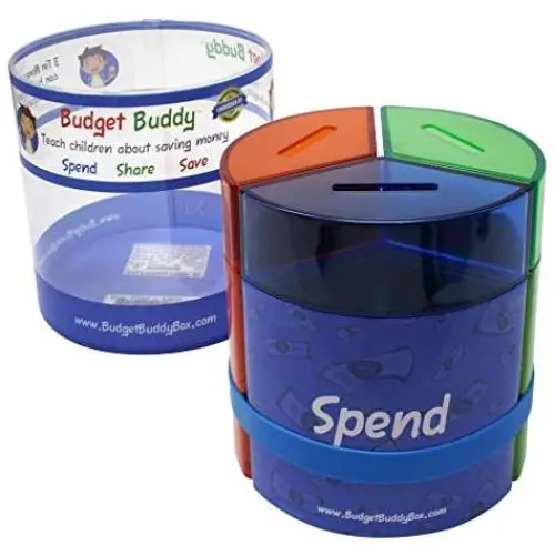 Save Spend Share Money Jar | Three-Part Money Tin Teaches Kids Financial Management - Deposit Coins and Bills