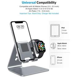 Apple Watch Stand, OMOTON 2 in 1 Universal Desktop Stand Holder for iPhone and Apple Watch Series 5/4/3/2/1 (Both 38mm/40mm/42mm/44mm) (Grey)