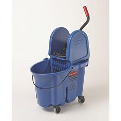 Rubbermaid Commercial WaveBrake 2.0 35 QT Down-Press Mop Bucket and Wringer, Blue (FG757888BLUE)