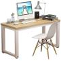 NSdirect 63'' Computer Desk,Large Home Office Desk Wide Workstation 1 inch Thicker Tabletop for Writing,Games and Home Work PC Desk Modern Finish Wood Board and Sturdy Steel Legs,Oak+White