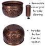 BIRDROCK HOME Water Hose Holder - Copper - Drainage Hole - Ground Garden Hose Pot - Decorative - Handle - Embossed - Steel Metal with Copper Accents - Outdoor or Indoor Use