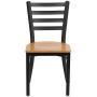 Flash Furniture HERCULES Series Black Ladder Back Metal Restaurant Chair - Natural Wood Seat