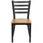 Flash Furniture HERCULES Series Black Ladder Back Metal Restaurant Chair - Natural Wood Seat