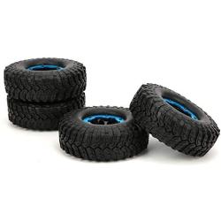 T best 4Pcs RC Wheels, 1.6in 1:10 Scale Remoted Control Tire Metal Inflatable RC Crawler Tire Replacement Part Accessory for SCX10 TRX4 D90 90046 1/10 RC Car