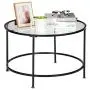 VINGLI 26 Modern Round Coffee Table Tempered Glass Accent Table with Metal Frame for Living Room VINGLI 26 Modern Round Coffee Table Tempered Glass Accent Table with Metal Frame for Living Room
