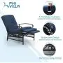 PHI VILLA Adjustable Patio Recliner Chair Metal Outdoor Lounge Chair with Removable Cushions Support 300lbs, Navy PHI VILLA Adjustable Patio Recliner Chair Metal Outdoor Lounge Chair with Removable Cushions Support 300lbs, Navy