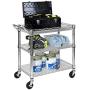 Seville Classics 3-Tier UltraDurable Commerical-Grade Heavy-Duty NSF-Certified Service Utility Storage Cart, 33.75'' W, Chrome