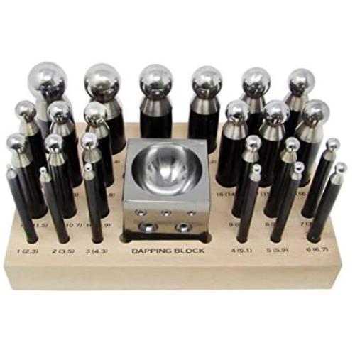 Dapping Block Punch Puncher Round Circle Metal Forming Steel (26 Piece)